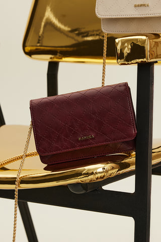 Quilted Wallet Bag Burgundy