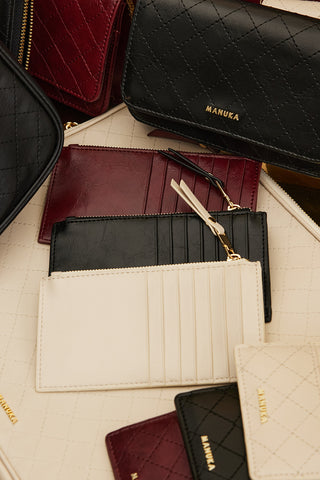 Zip Closure Cardholder Beige