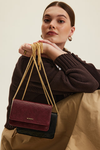 Quilted Wallet Bag Burgundy