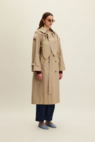 Tokyo Hooded Trench Coat Camel