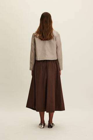 Katy Gabardine Shirred Skirt Brown