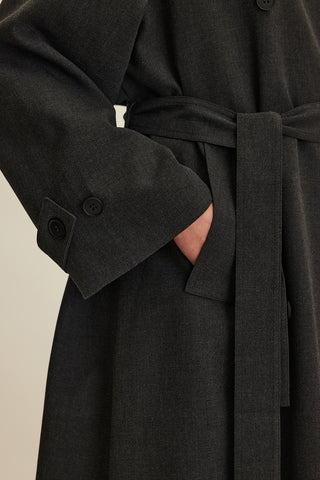 Nicola Çift Sıralı Trençkot Antrasit