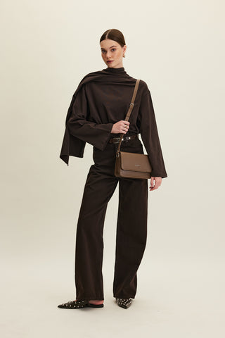 Gabardine Baggy Trousers Brown