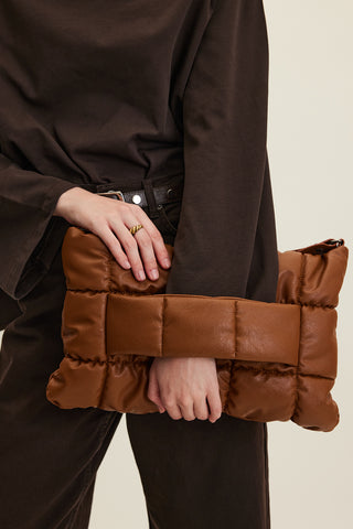 Soft Quilted Faux Leather Bag Camel