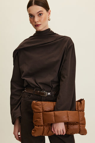 Soft Quilted Faux Leather Bag Camel