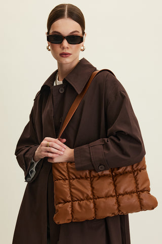Soft Quilted Faux Leather Bag Camel