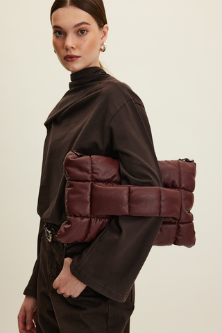 Soft Quilted Faux Leather Bag Burgundy