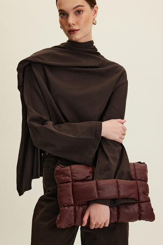 Soft Quilted Faux Leather Bag Burgundy