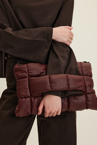 Soft Quilted Faux Leather Bag Burgundy