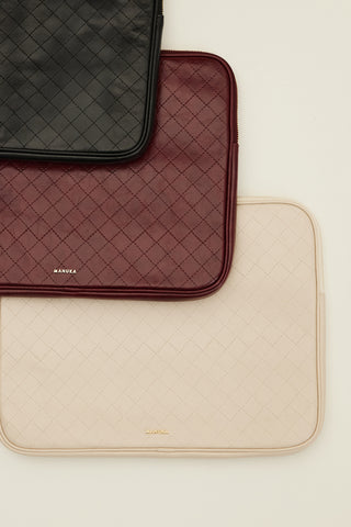 Quilted Laptop Bag Beige