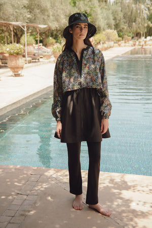 3 Piece Modest Swimsuit Set With Windbreaker Tiny Flower