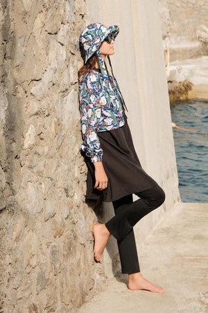 3 Piece Modest Swimsuit Set With Windbreaker Multi Color