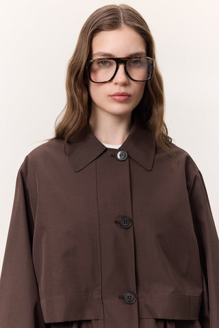 Adjustable Waist Lightweight Trench Coat Chocolate