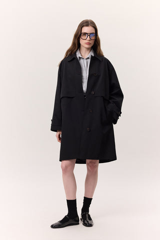 Adjustable Waist Lightweight Trench Coat Black