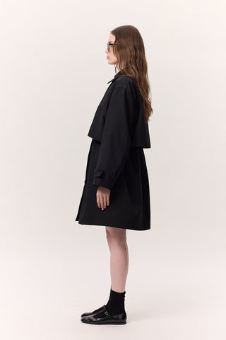 Adjustable Waist Lightweight Trench Coat Black