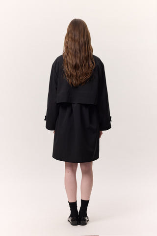 Adjustable Waist Lightweight Trench Coat Black