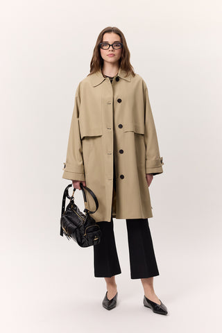 Adjustable Waist Lightweight Trench Coat Stone
