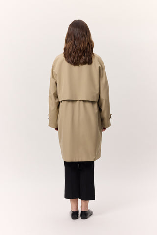 Adjustable Waist Lightweight Trench Coat Stone