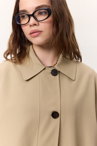 Adjustable Waist Lightweight Trench Coat Stone