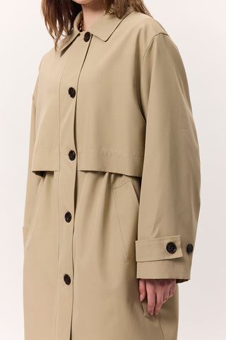 Adjustable Waist Lightweight Trench Coat Stone