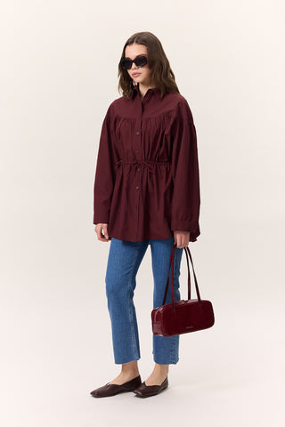 Ruched Tie-Detail Tunic Burgundy