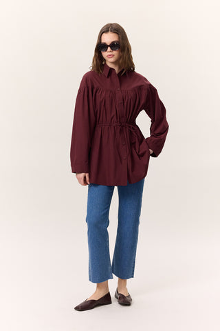 Ruched Tie-Detail Tunic Burgundy
