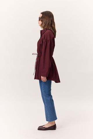 Ruched Tie-Detail Tunic Burgundy