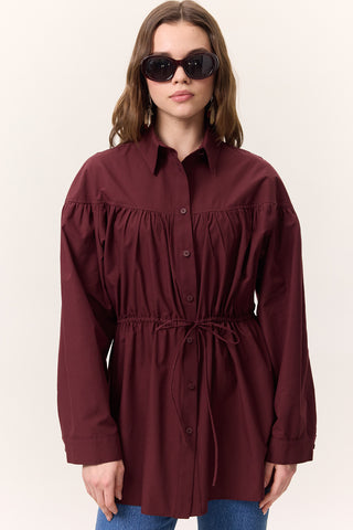 Buruşuk Bağcıklı Tunik Bordo