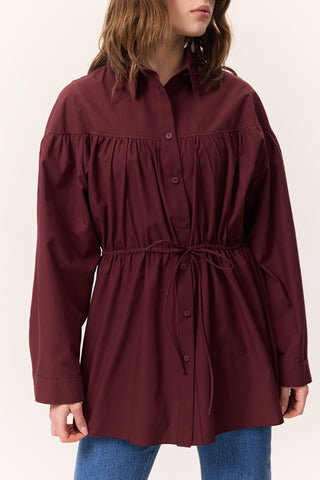 Ruched Tie-Detail Tunic Burgundy