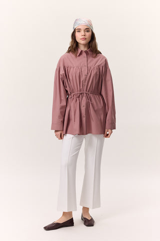 Ruched Tie-Detail Tunic Dusty Rose