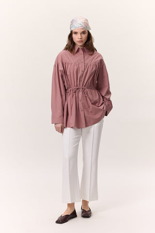 Ruched Tie-Detail Tunic Dusty Rose
