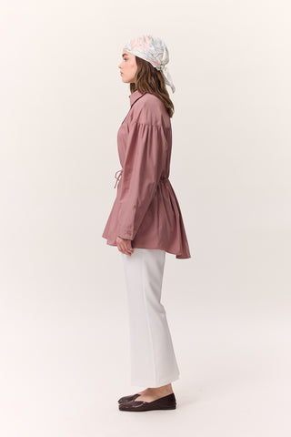 Ruched Tie-Detail Tunic Dusty Rose