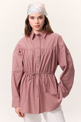 Ruched Tie-Detail Tunic Dusty Rose