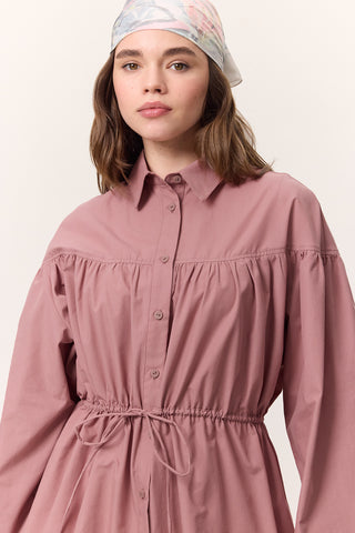 Ruched Tie-Detail Tunic Dusty Rose