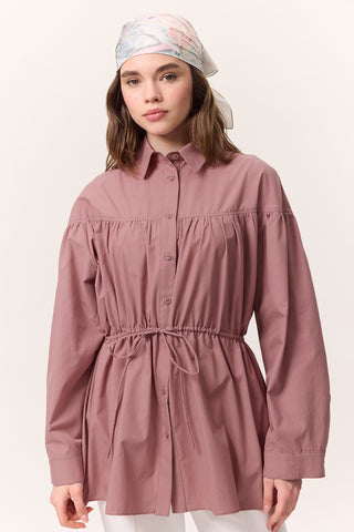 Ruched Tie-Detail Tunic Dusty Rose