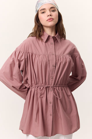 Ruched Tie-Detail Tunic Dusty Rose