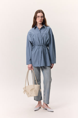 Ruched Tie-Detail Tunic Indigo