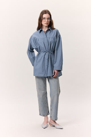 Ruched Tie-Detail Tunic Indigo