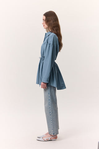 Ruched Tie-Detail Tunic Indigo