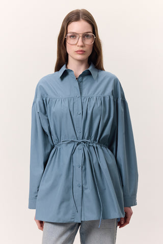 Ruched Tie-Detail Tunic Indigo