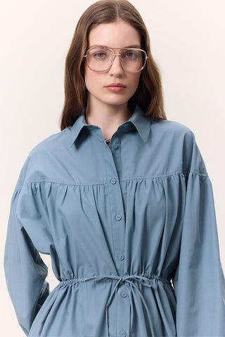 Ruched Tie-Detail Tunic Indigo