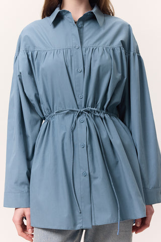 Ruched Tie-Detail Tunic Indigo