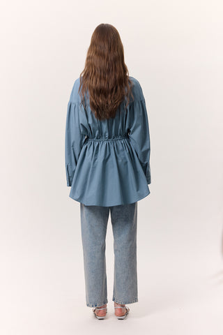Ruched Tie-Detail Tunic Indigo