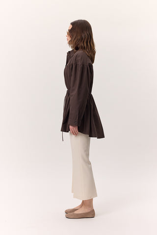 Ruched Tie-Detail Tunic Brown