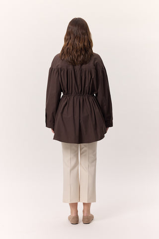 Ruched Tie-Detail Tunic Brown