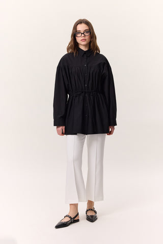 Ruched Tie-Detail Tunic Black