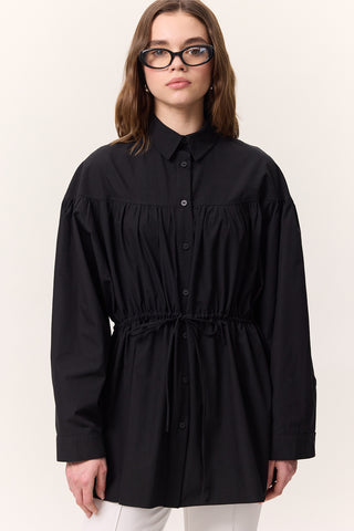 Ruched Tie-Detail Tunic Black