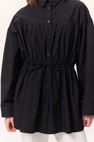 Ruched Tie-Detail Tunic Black