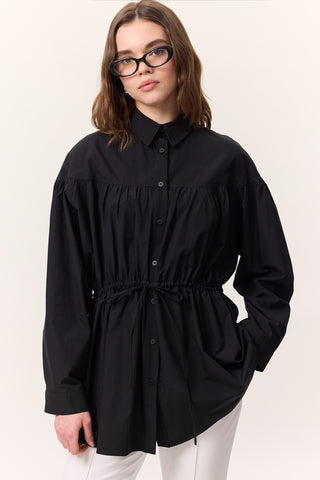 Ruched Tie-Detail Tunic Black