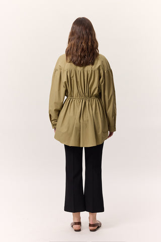 Ruched Tie-Detail Tunic Olive Green